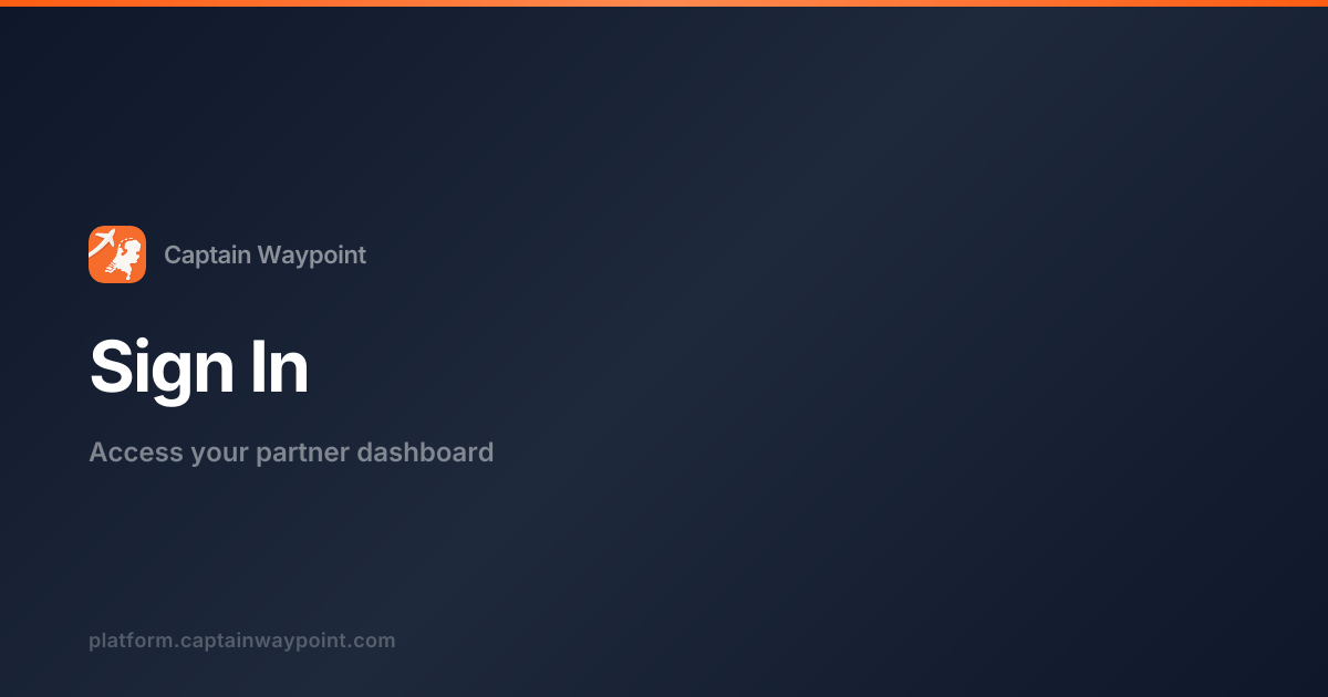 Captain Waypoint - Partner Platform
